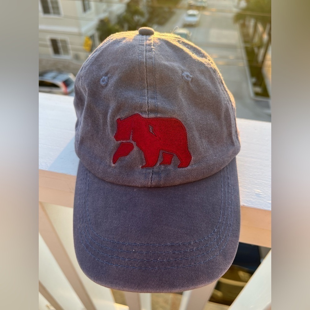 The Original Cap Hat in Blue by Normal Brand red embroidered bear preppy golf
